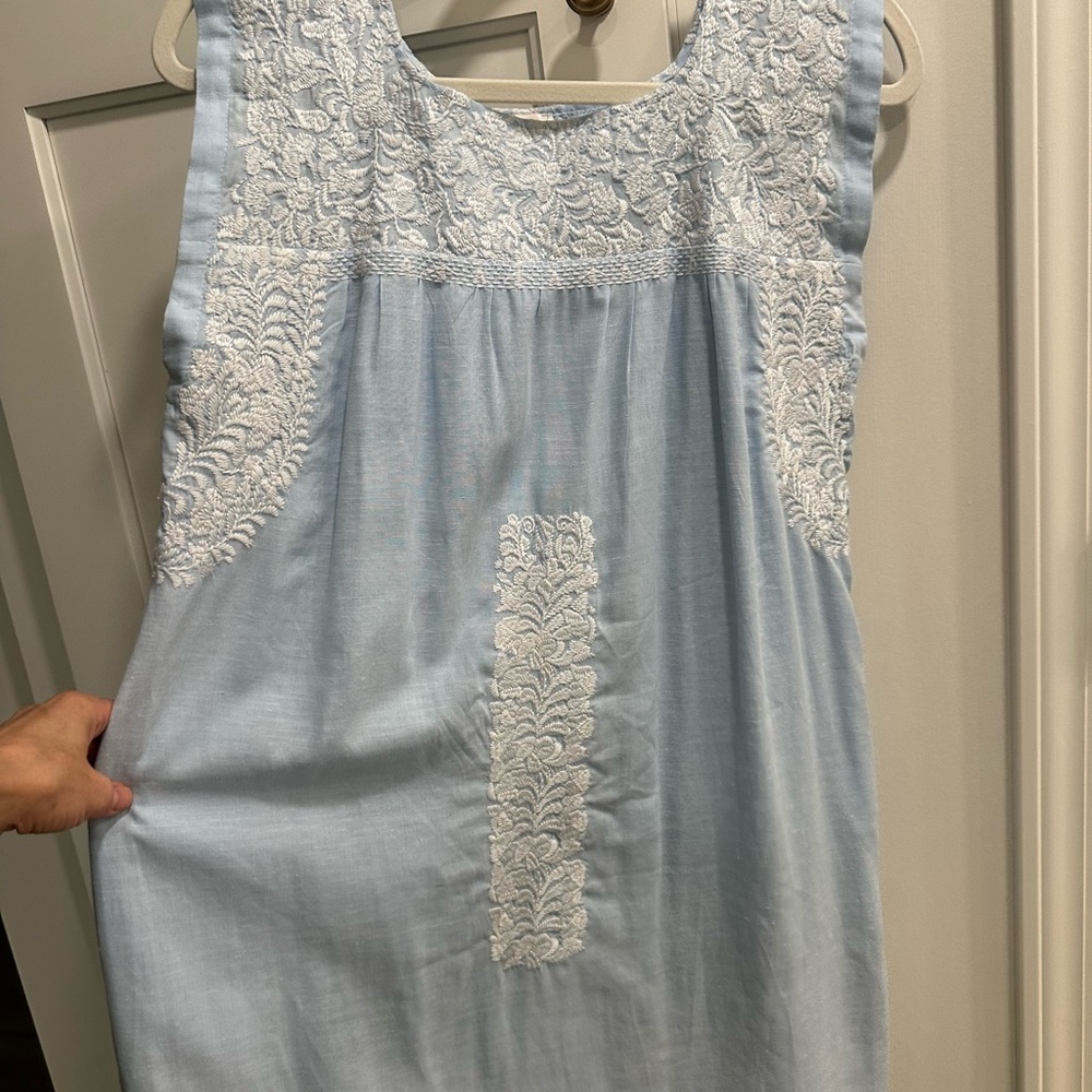 Elegant Light Blue Embroidered Dress